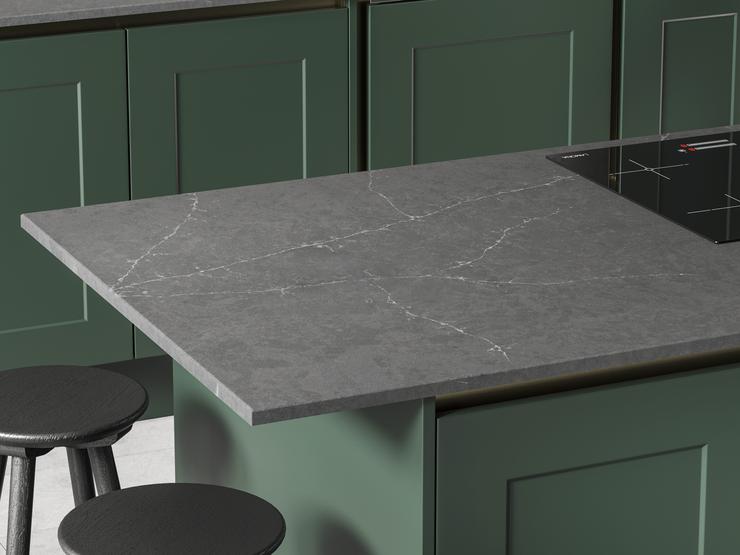 Chelford Fir Green Handleless Worktop Cameo