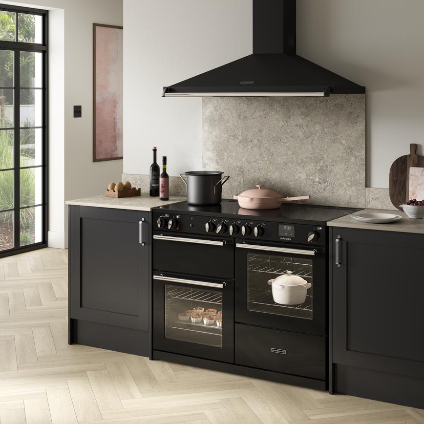 Rangemaster Infusion Black Induction Range Cooker 110cm in Chilcomb Charcoal