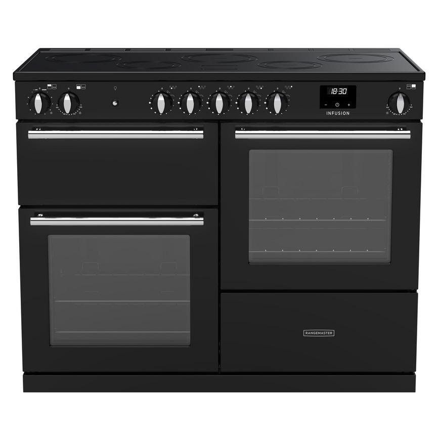 Rangemaster Infusion INFO110EIPGBL/CM1 Freestanding Electric Fan 110cm Black Range Cooker Front