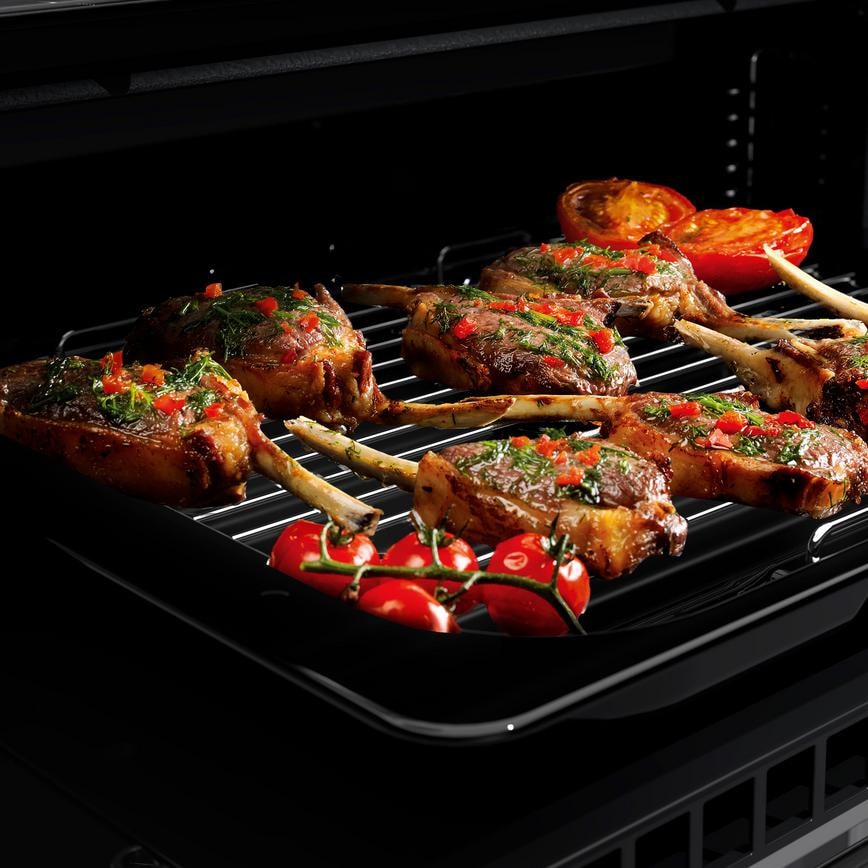 Rangemaster 90cm Dual Fuel Stainless Steel Range Cooker In Use