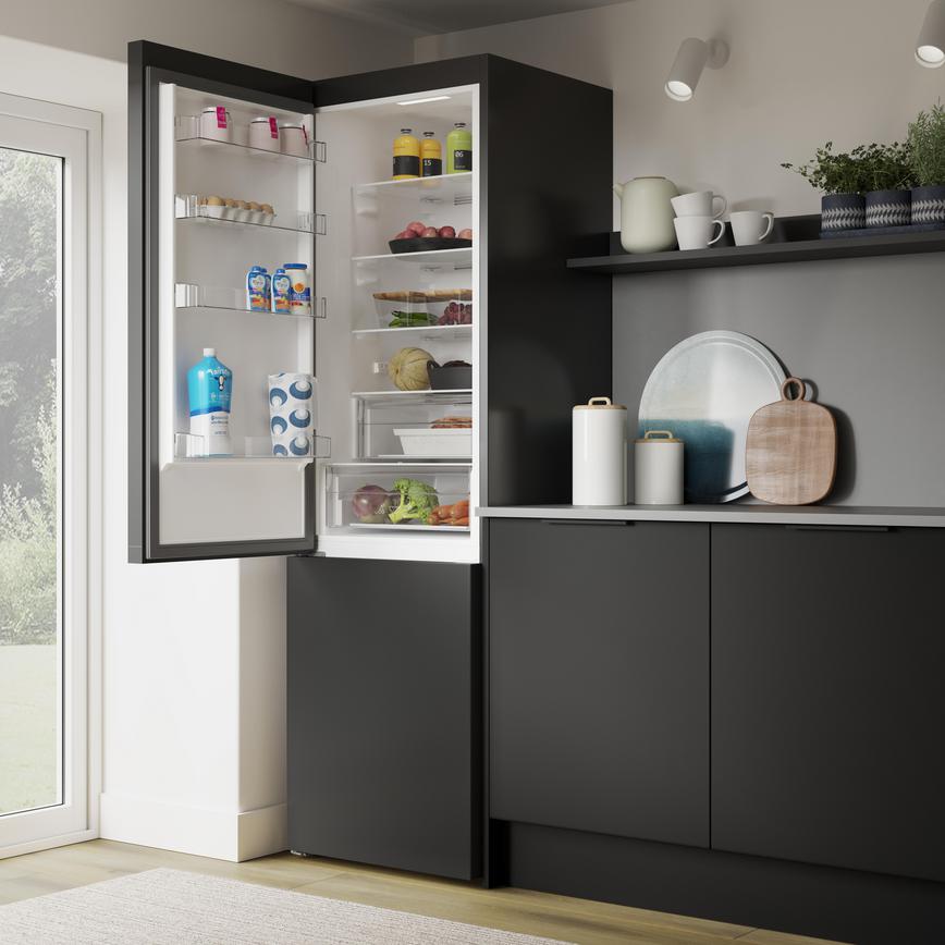 Lamona Black Freestanding Fridge Freezer in Hockley Black Kitchen