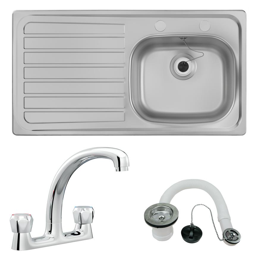 2 Tap Hole Snk LH & Wste & Chr Deck Mxr