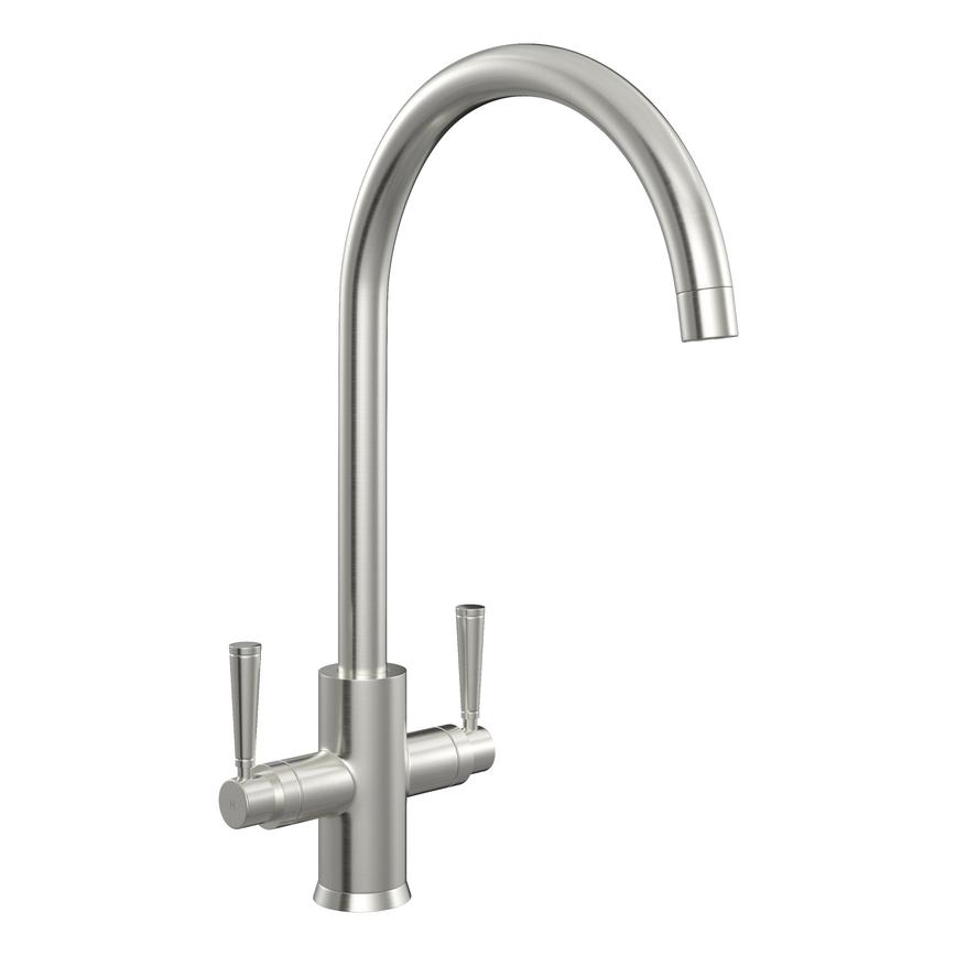 Garda Brushed Nickel Swan Neck Mixer Kitchen Tap