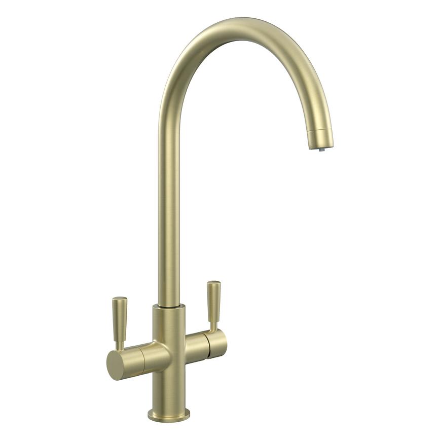 Pronteau Kynance PROBOIL2X Brushed Brass Swan Neck 3 in 1 Instant Hot Water Kitchen Tap