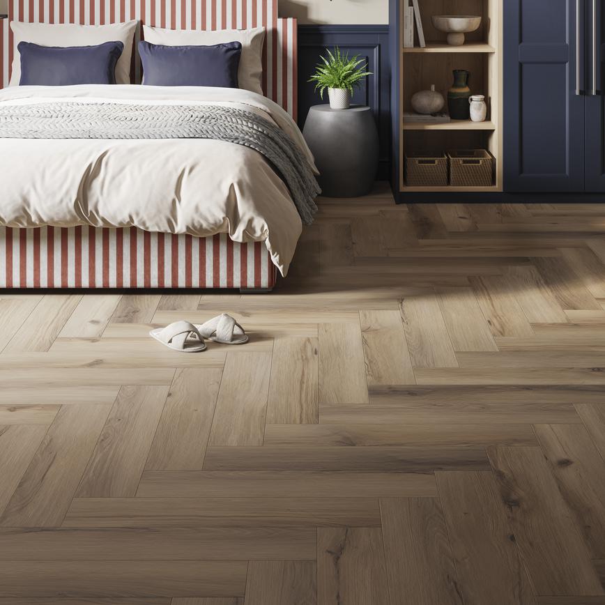 Oake and Gray Herringbone Espresso Oak XL Luxury Rigid Vinyl Flooring with Integrated Underlay 2.62m² Pack