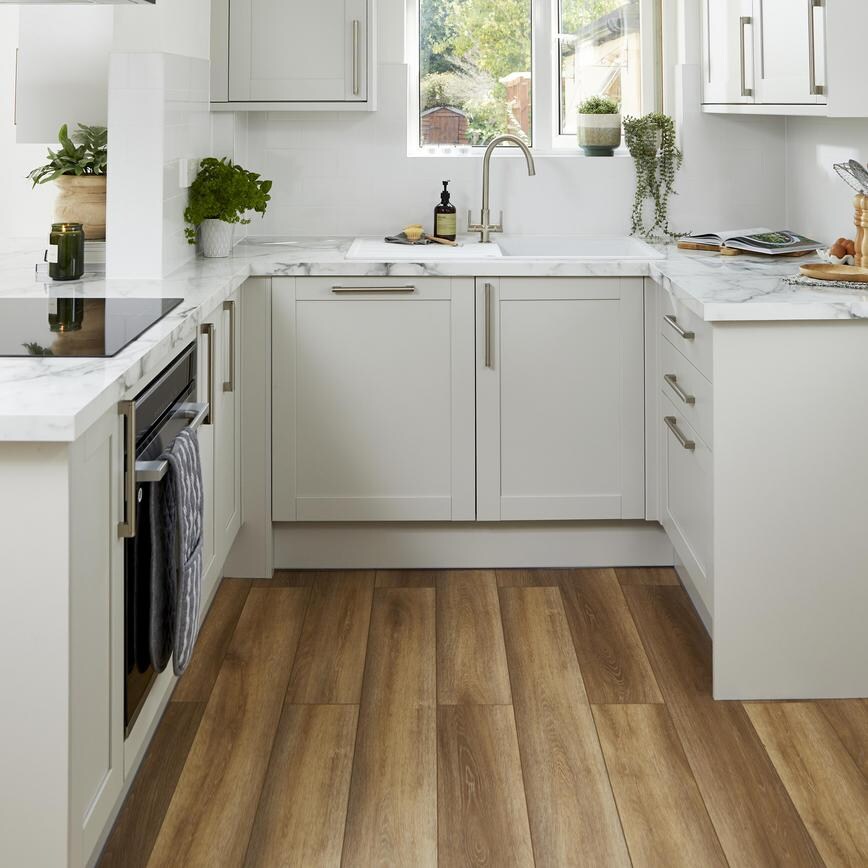 Light Oak Vinyl Tile Kitchen Floor