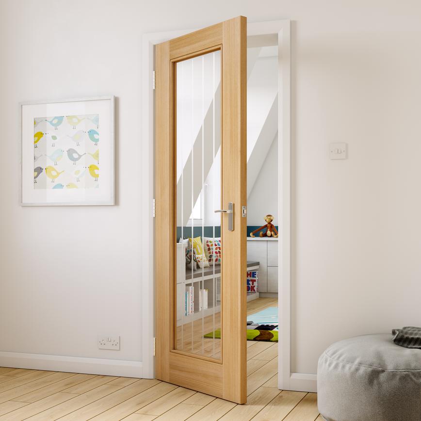 Pre-finished Dordogne Oak Glazed FD30 door