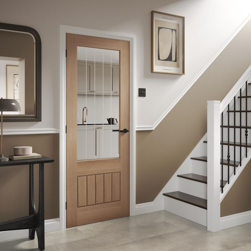 Howdens Dordogne 6'6 x 2'6" Oak Clear Glazed Door"