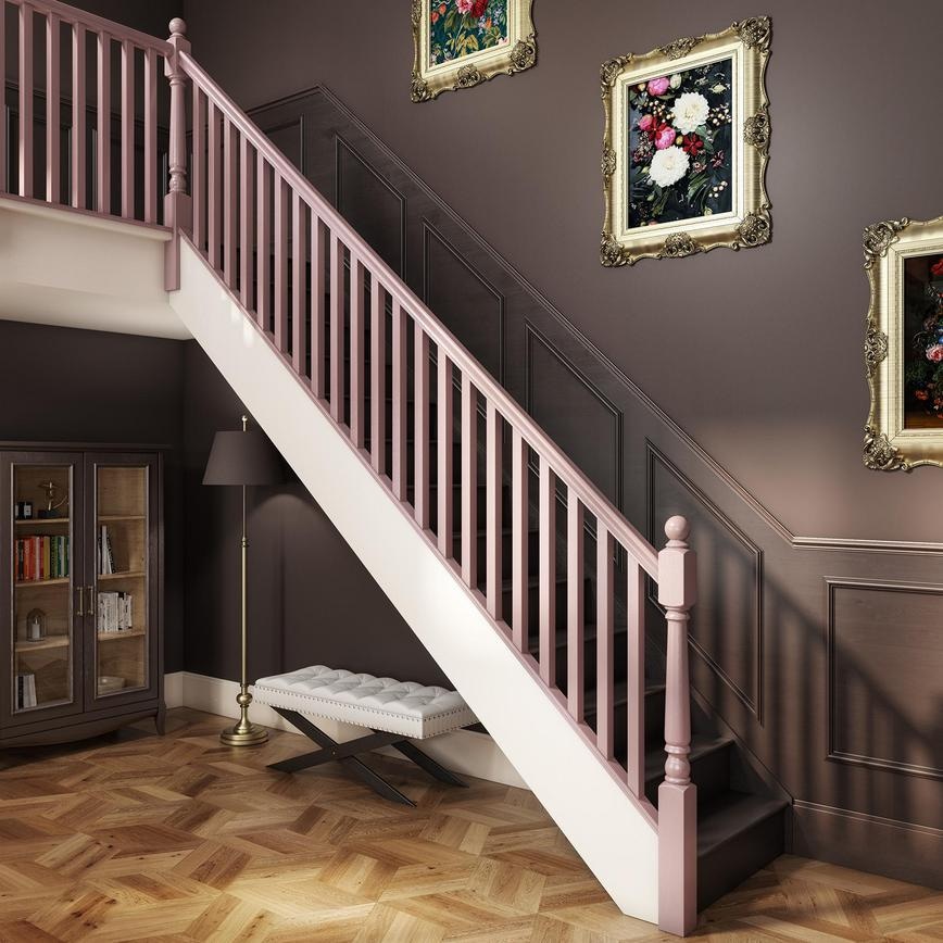 Edwardian Newel paired with Square Spindles