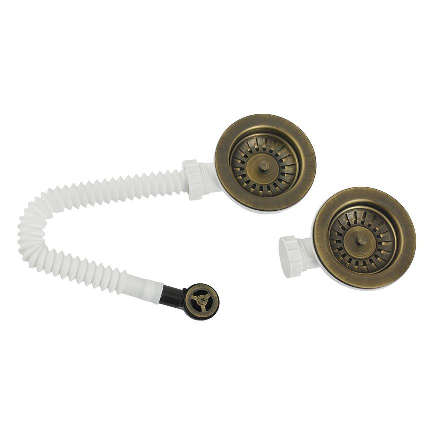 90mm Aged Brass 1.5 Bowl Strainer Waste