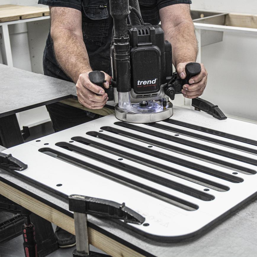 Trend 600mm Drainer Groove Jig In Use