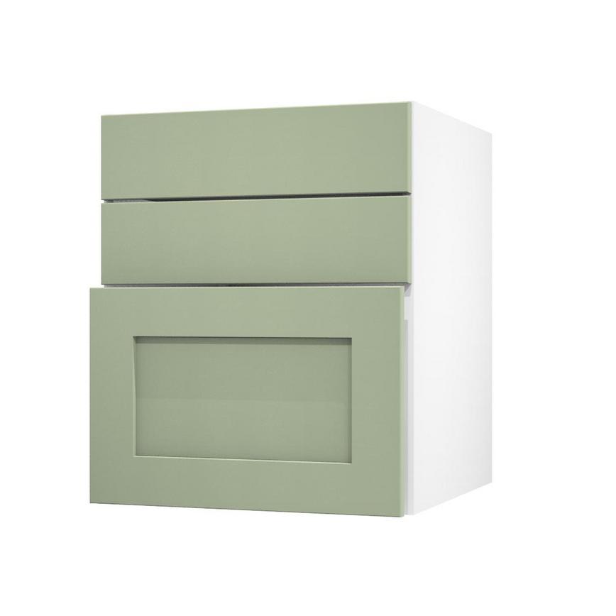 Chelford Reed Green 600 Hob / Pan Drawer Door Open
