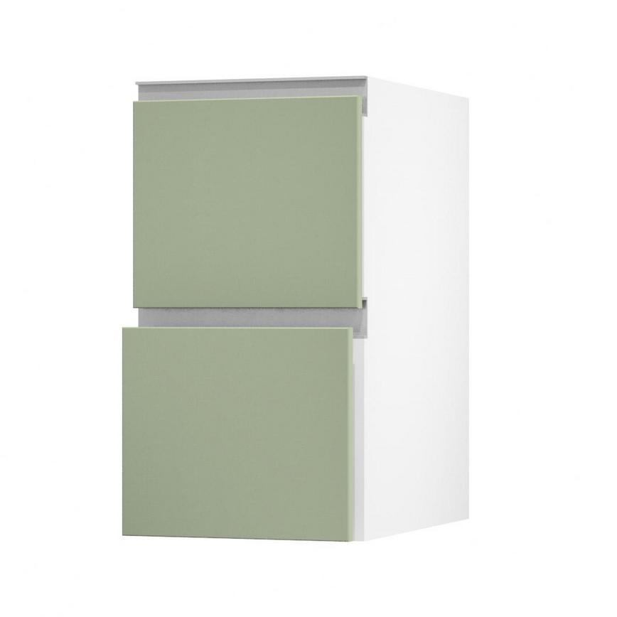 Hockley Super Matt Reed Green 400 Pan Drawer Door Open 342mm