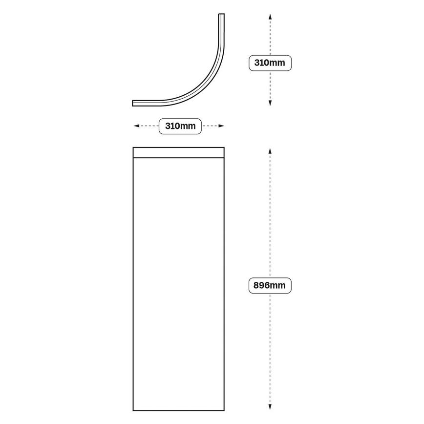 Integrated Handle 310 Tall Curved Door 896mm (XX03)