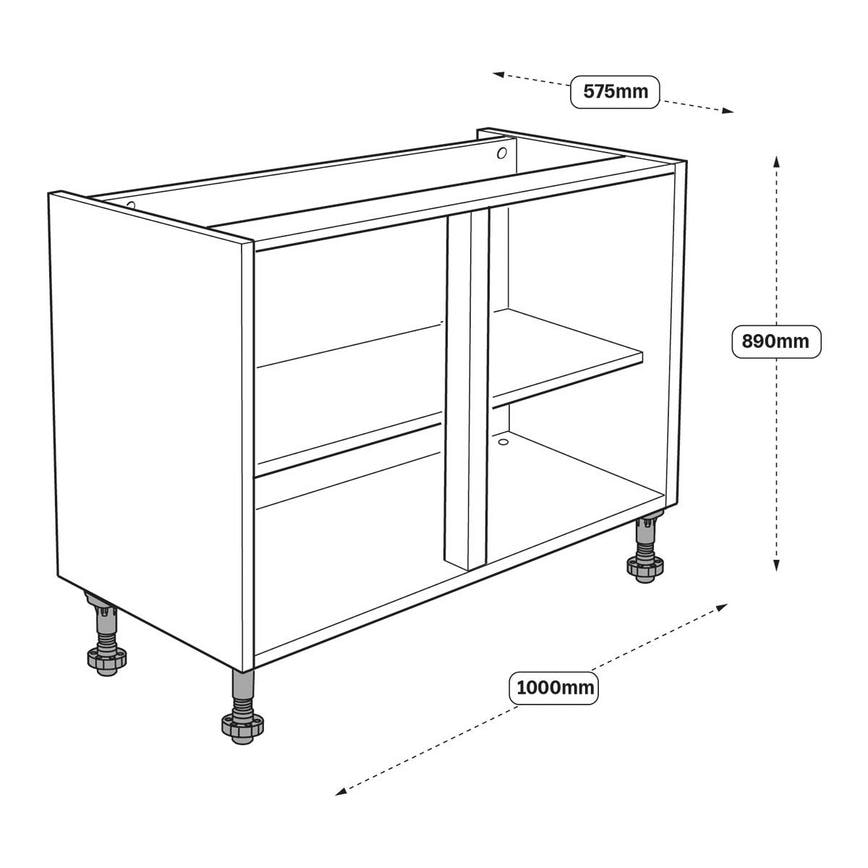 1000mm Hi-Line Base Cabinet Line Drawing