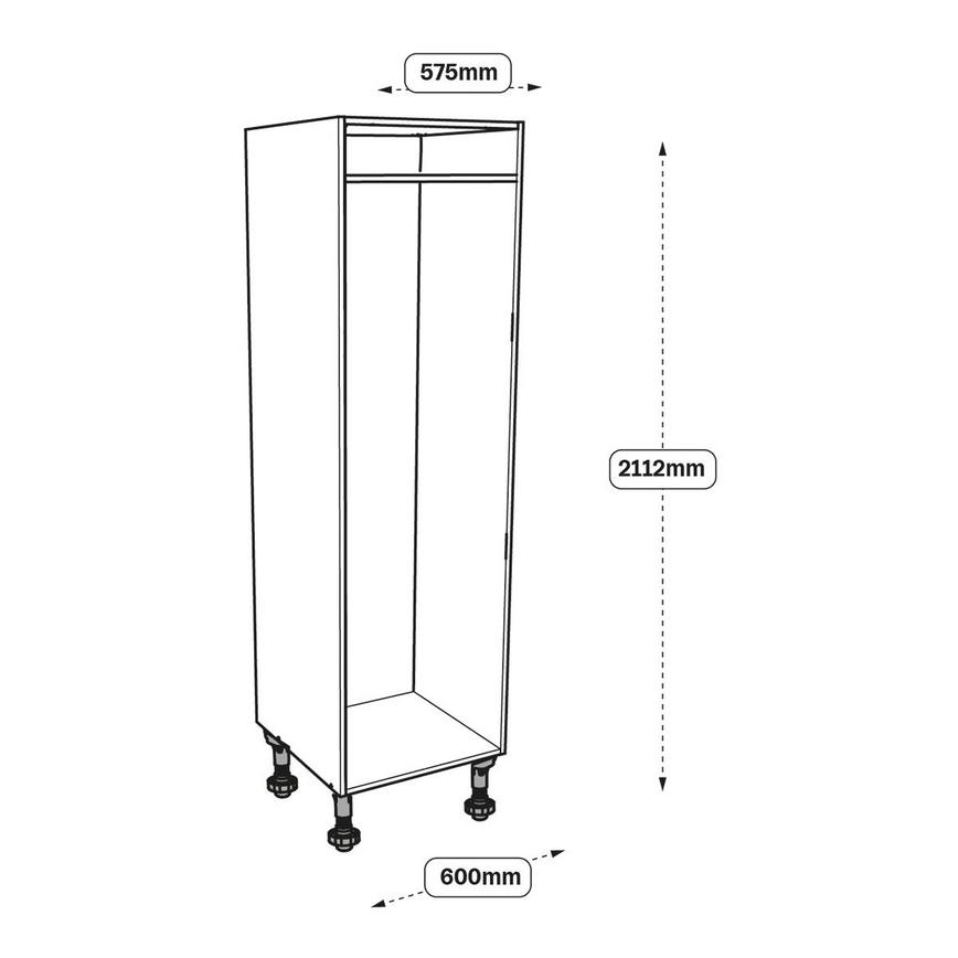 600mm Fridge Freezer Tower Cabinet Line Drawing