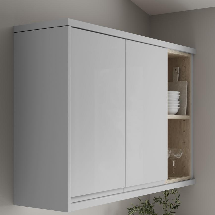 Gloss Dove Grey Cornice/Pelmet Square Profile fitted with wall cabinet