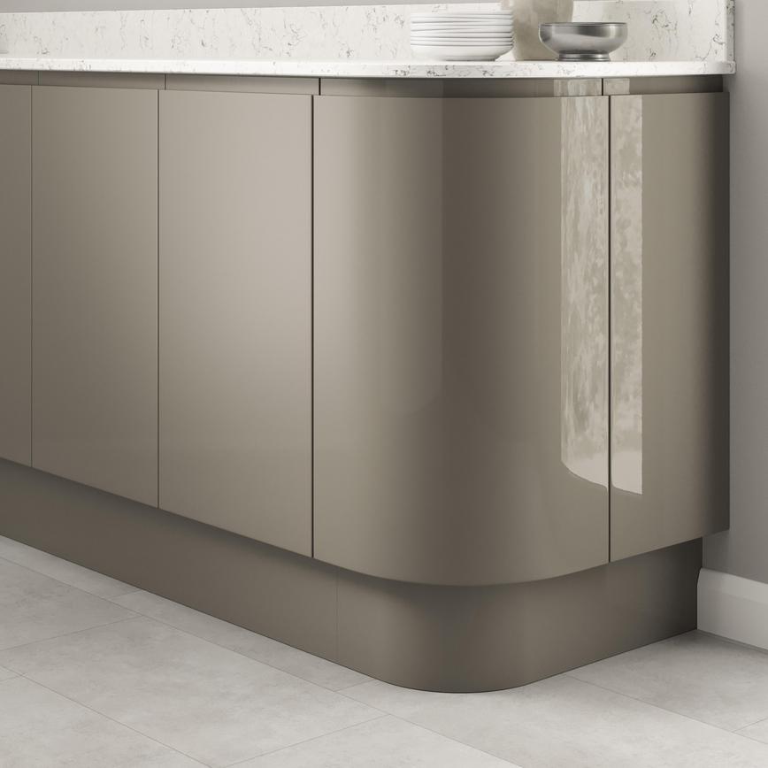 Clerkenwell Gloss Sand Grey 563mm x 165mm x 18mm Curved Plinth