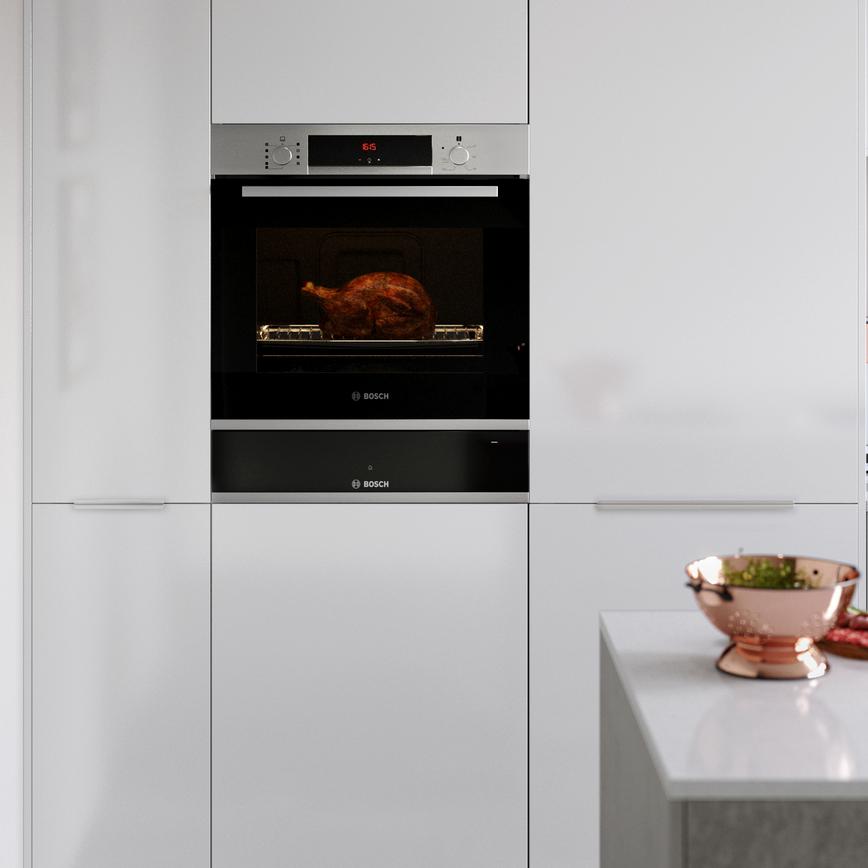 Glendevon gloss white with concrete accent Oven detail