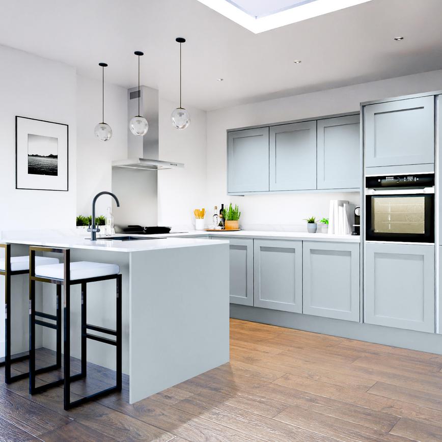 Chilcomb Seafoam Handleless EKES Set Shot Peninsula