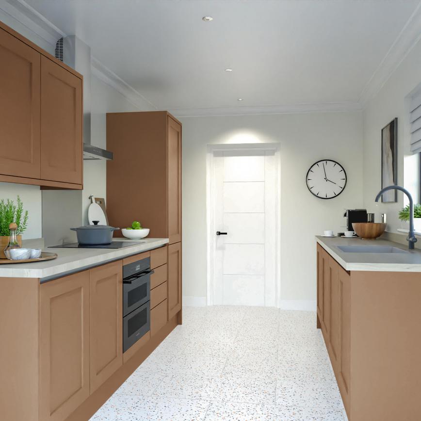 Chilcomb Handleless Terracotta EKES Galley