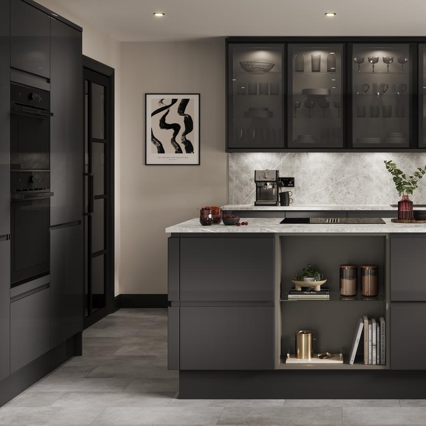 Clerkenwell Gloss Charcoal Kitchen Set Shot