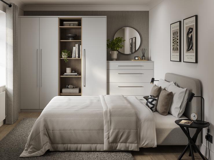 Greenwich Dove Grey Bedroom Set Shot Warderobe and Chest of Drawers