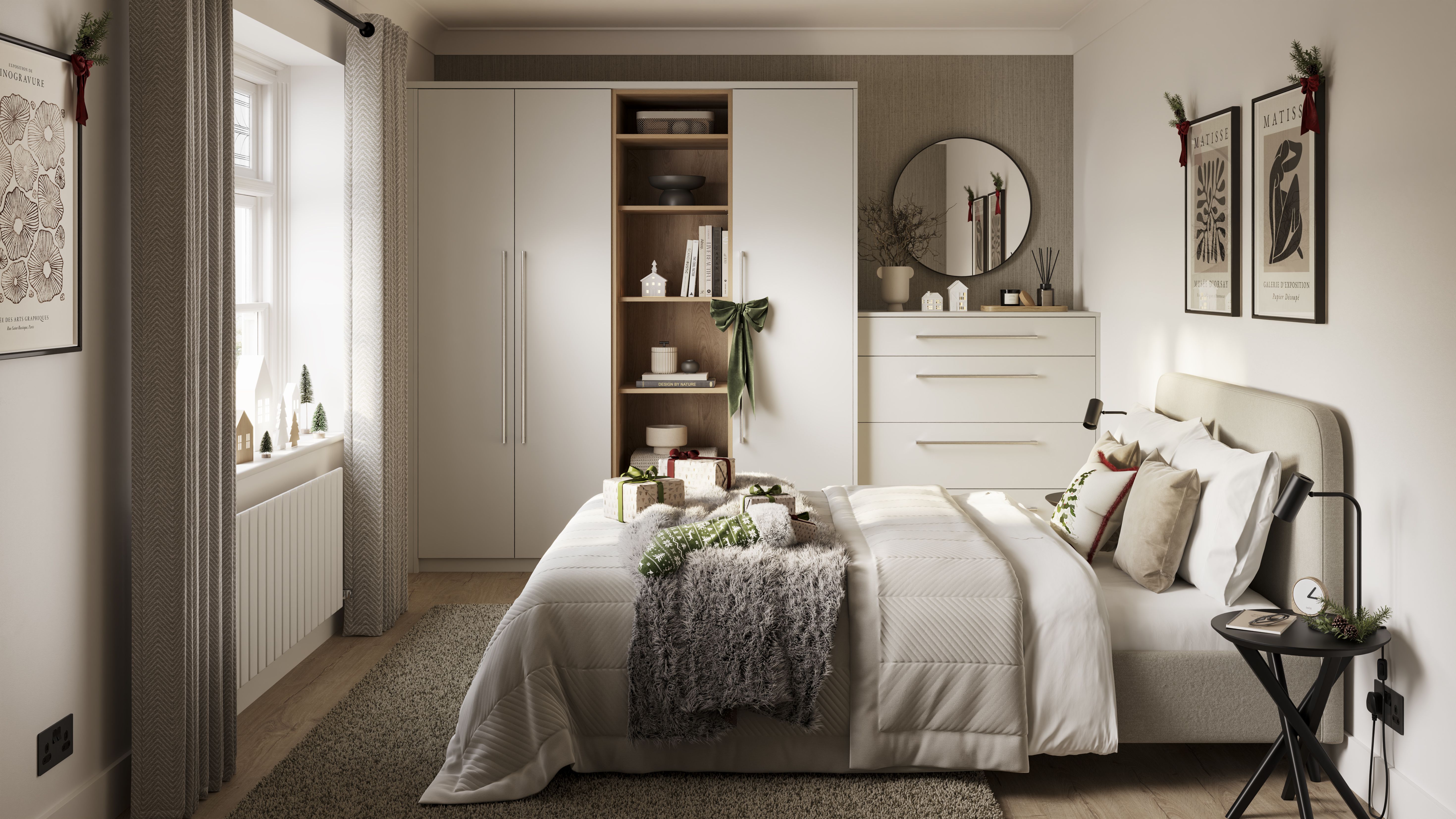 Greenwich dove grey bedroom with wardrobe and drawer