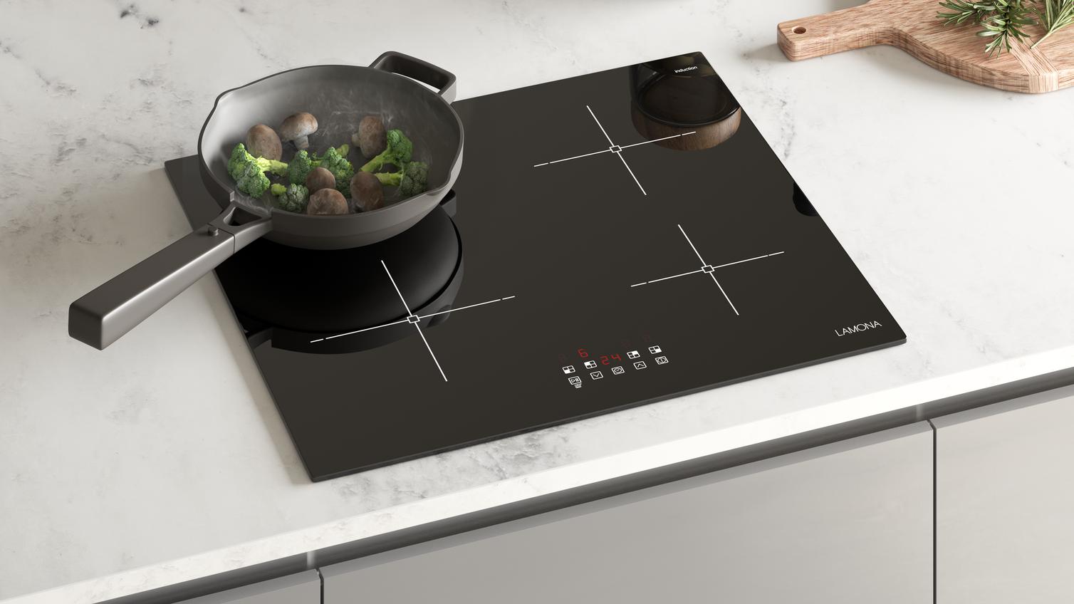 Lamona EPP Induction Hob Greenwich in Howdens Handleless Kitchen Dove Grey