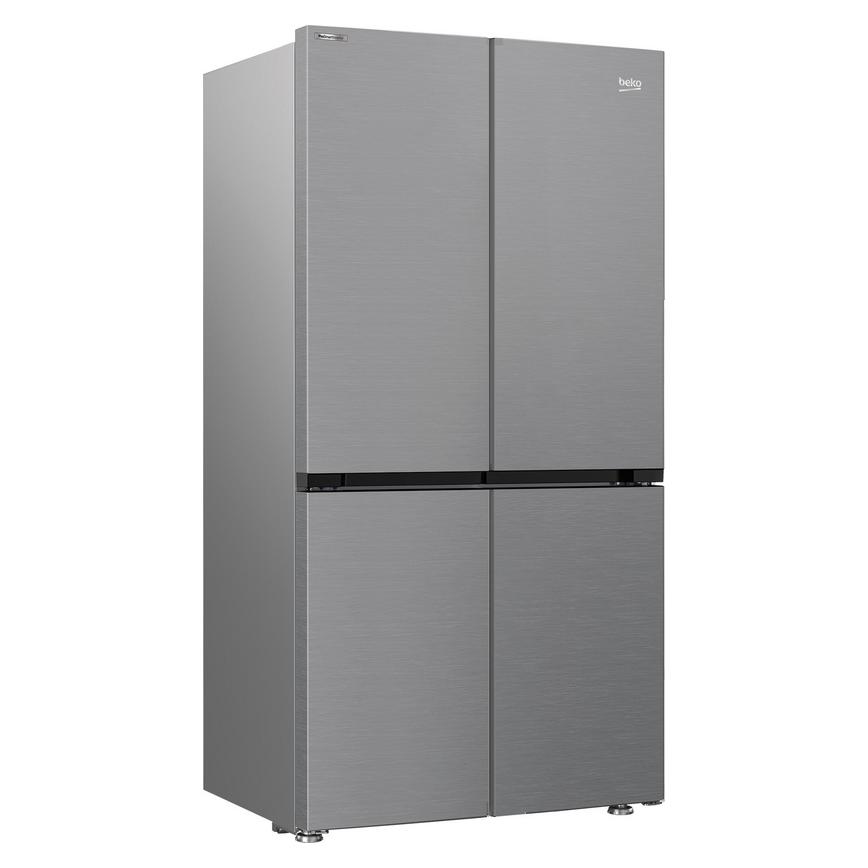 Beko GN446224VPS Freestanding Stainless Steel American Fridge Freezer Side View