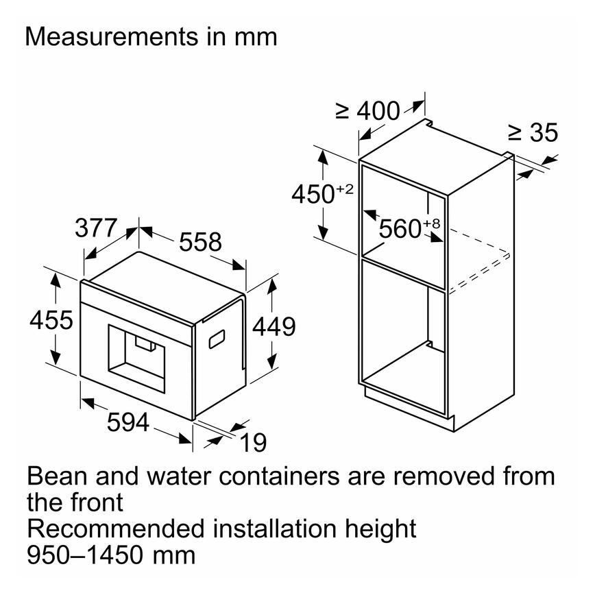 Neff CL4TT11G0 N90 Built In Bean to Cup Black Coffee Machine