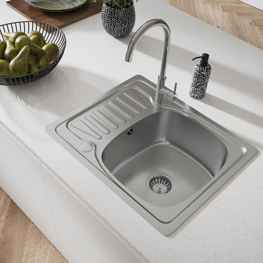 Abberton Compact Square Bowl with Drainer Sink
