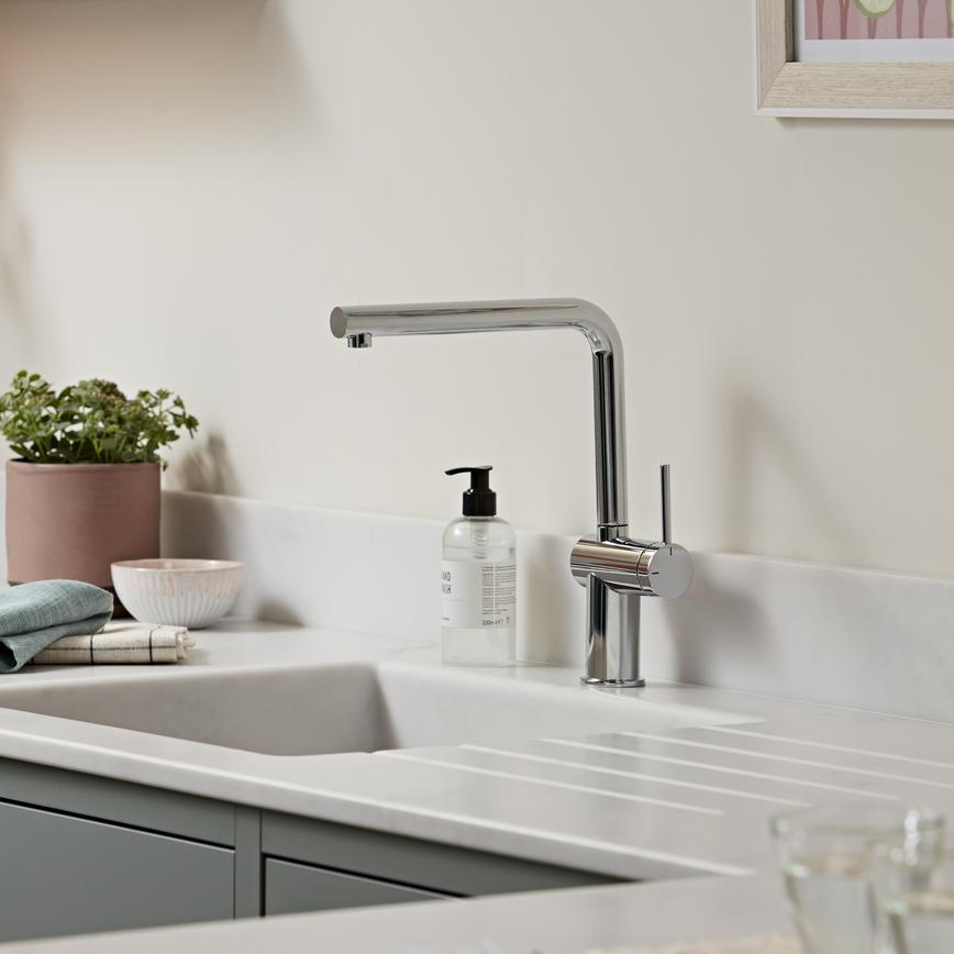 Sennen Polished Chrome Right Angled Mixer Tap Not In Use