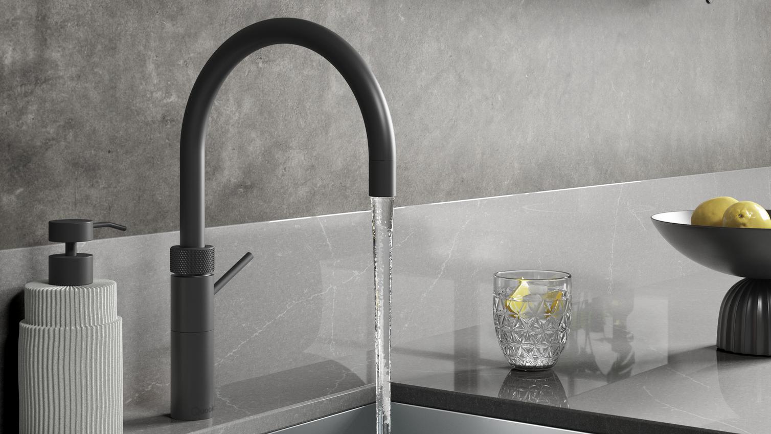 Quooker Fusion Black Tap running