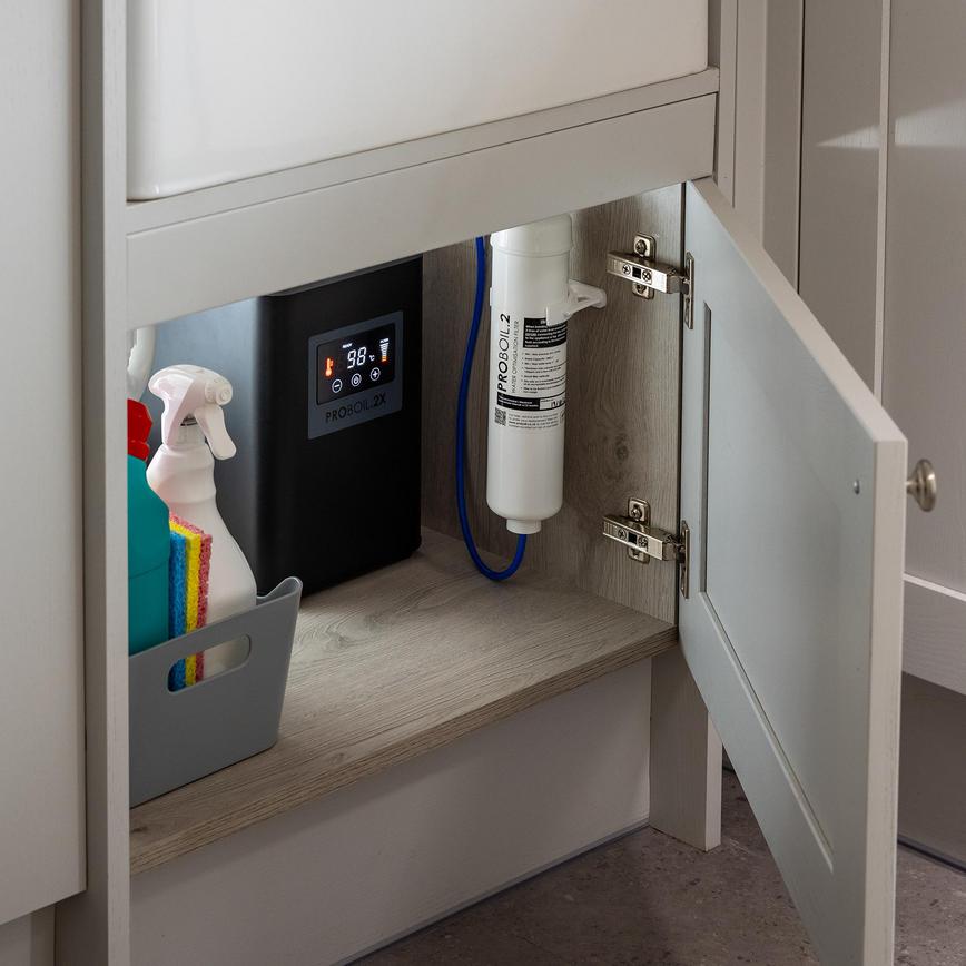 Hot Water Tap Boiler Installed Below Ceramic Sink