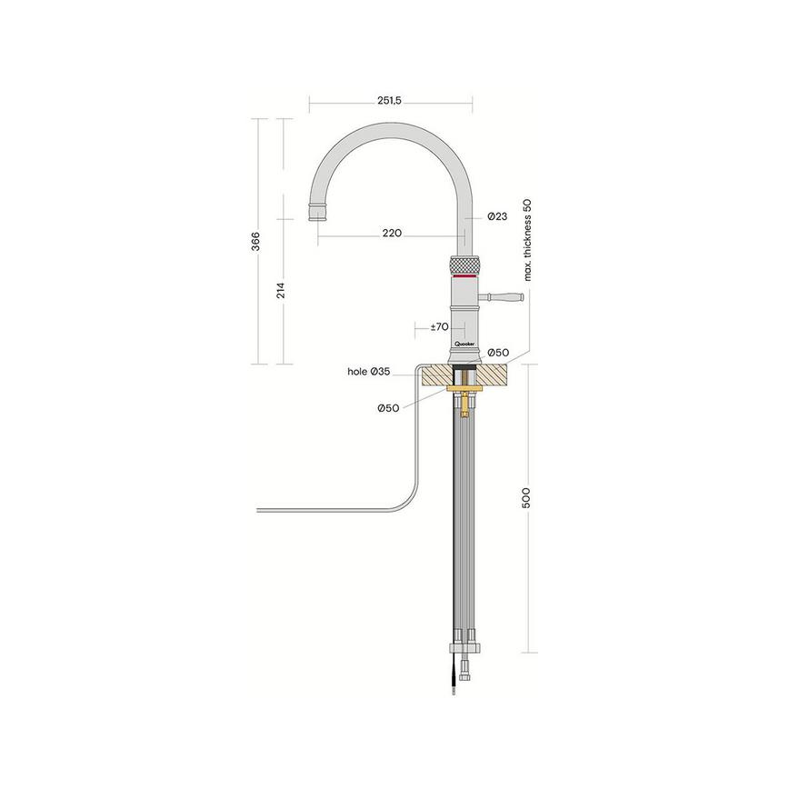 Quooker Classic Fusion Round Line Drawing