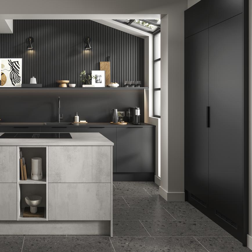 Oake and Gray Grey Terrazzo XL Luxury Rigid Vinyl Flooring with Integrated Underlay 2.62m² Pack in Howdens Kitchen