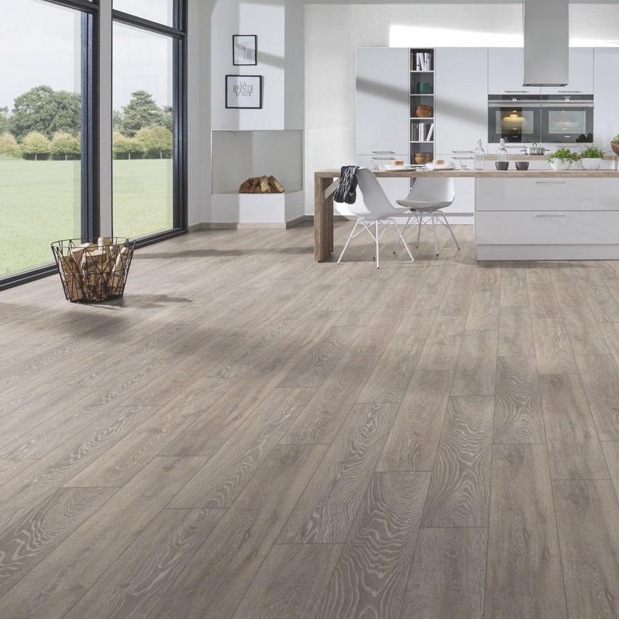 Howdens Professional V Groove Light Grey Oak Laminate Flooring V2 Detail Lifestyle