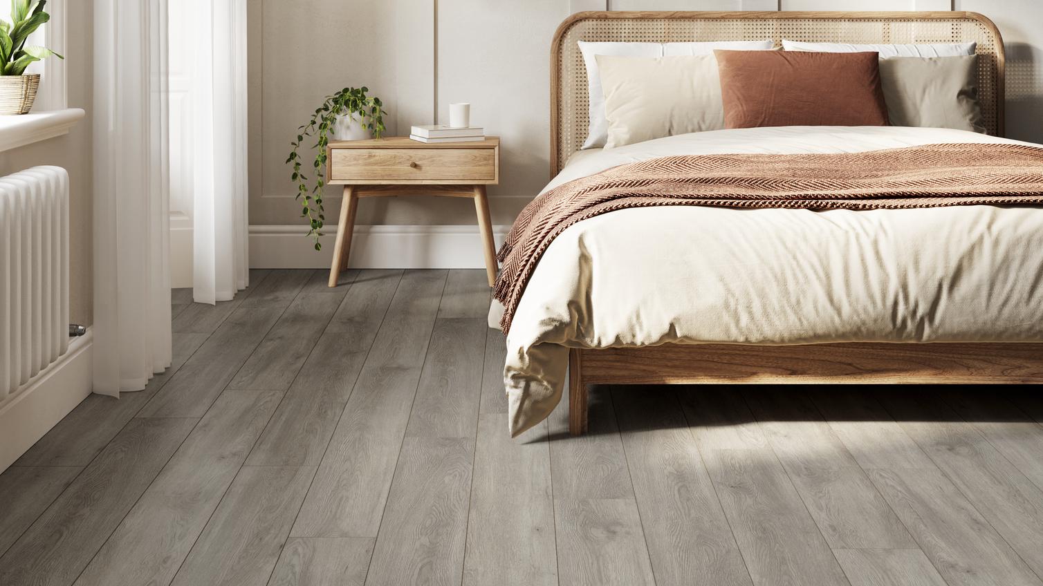 Premium LVT Pearl Grey Oak Bedroom