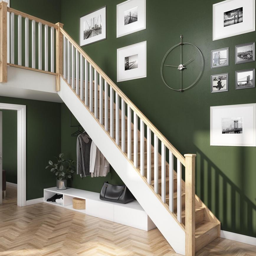 Square Newel paired with Square Spindles