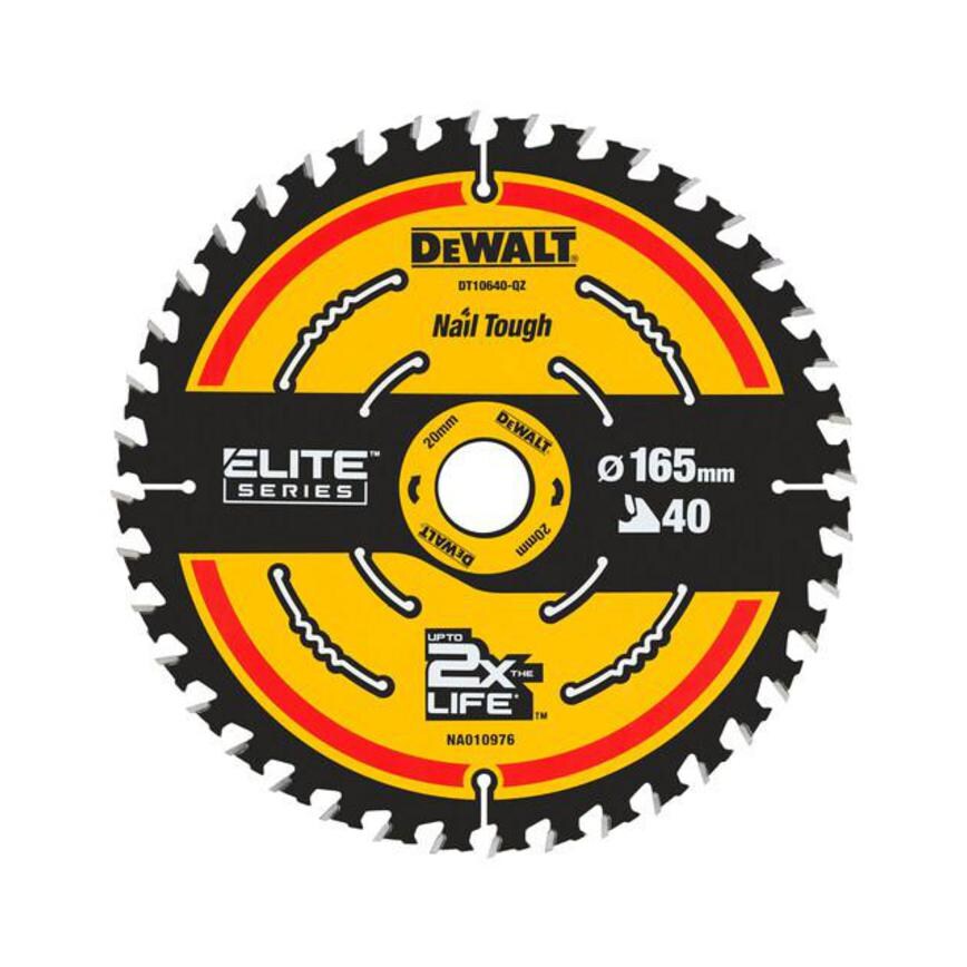 DeWalt Elite 165mm x 20mm 40T Wood Circular Saw Blade
