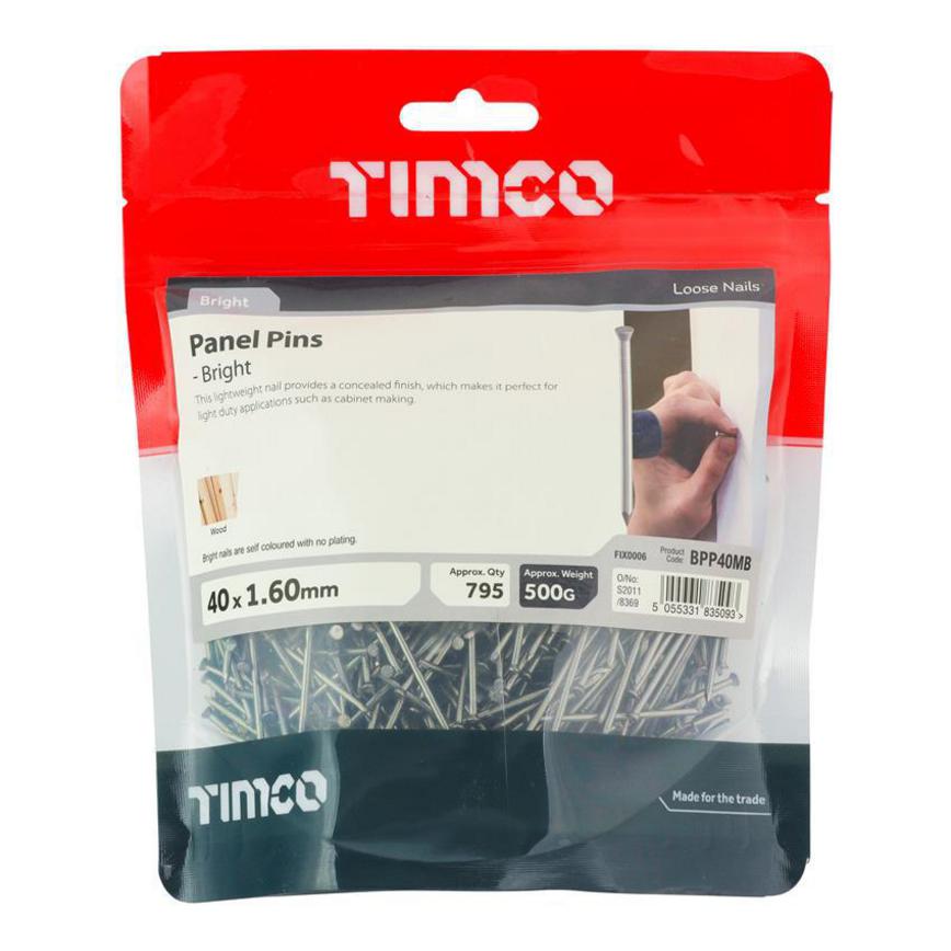 TIMCO Bright Panel Pins 40mm in Packaging