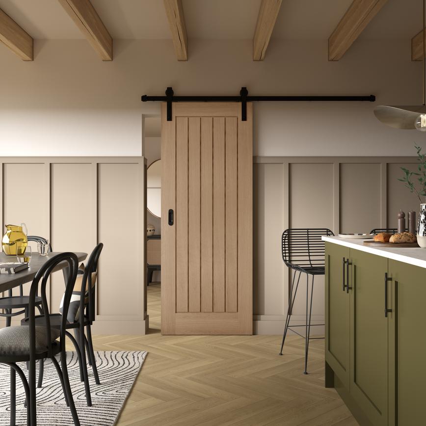 Henderson Rustic 100 2m Sliding Door Gear in Chilcomb Olive Kitchen