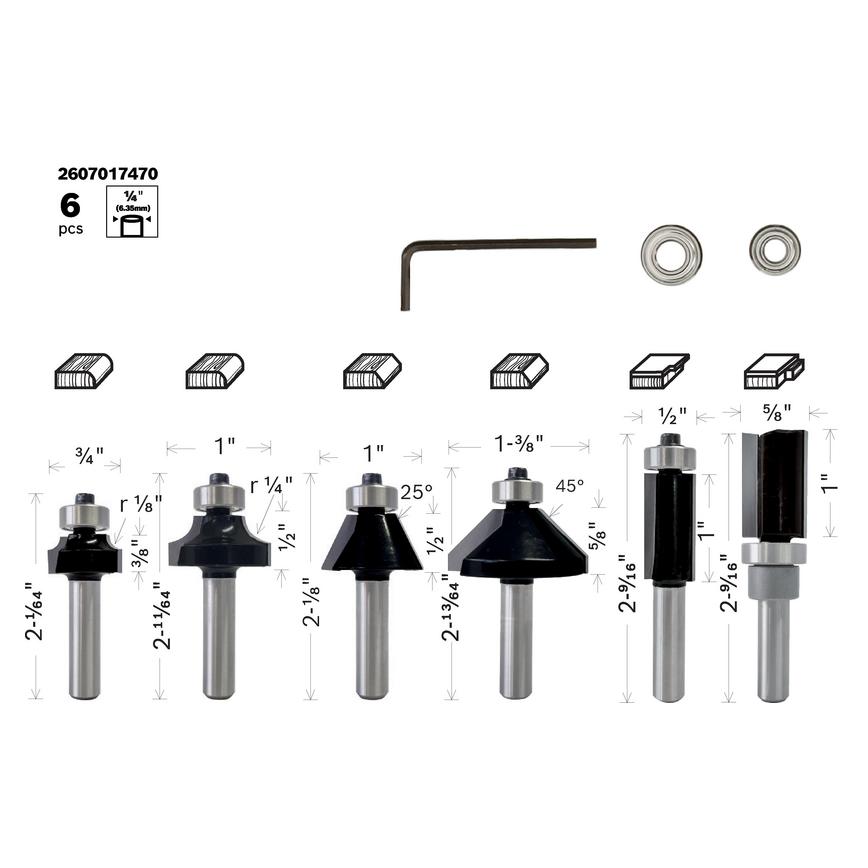 Bosch Router Cutter 6 Piece Set Guide