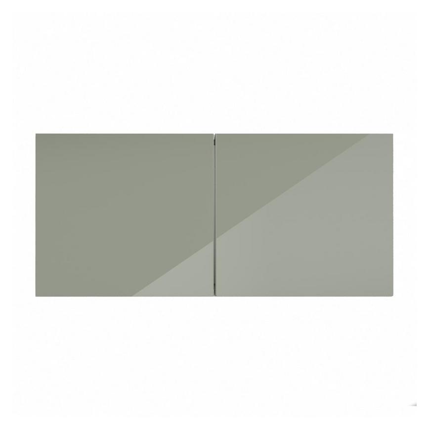 Hockley Mirror Gloss Reed Green 500mm x 460mm Tall Bridging Unit Shown Closed from the Front as a Pair of Doors