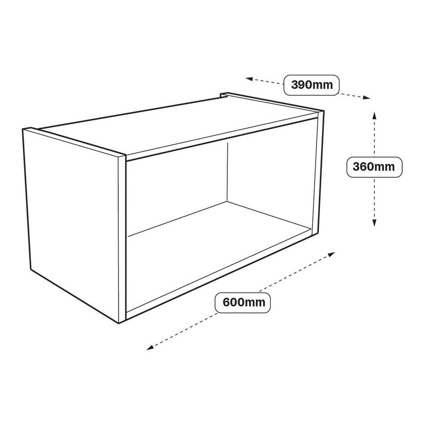 600 x 390mm Hob Wall Cabinet Line Drawing