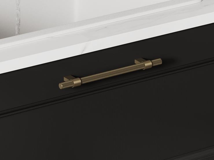 Knurled Aged Brass Effect T Bar Cupboard Handle 225mm