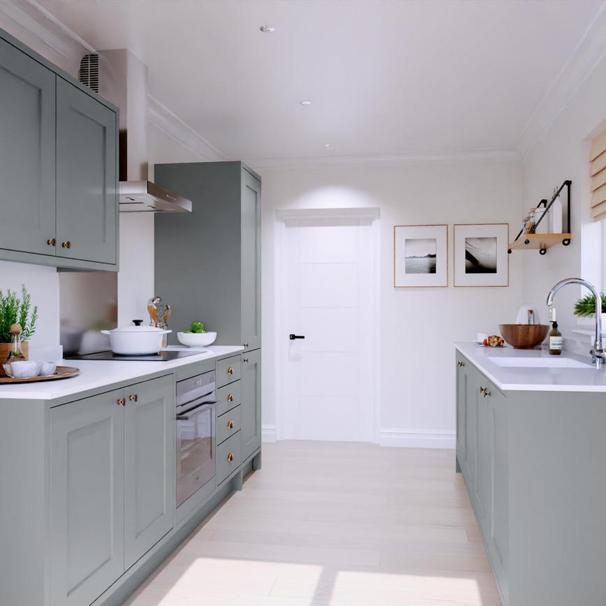 Chilcomb Inframe Dusk Blue Galley Kitchen