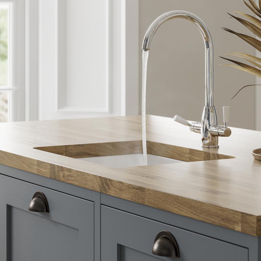 Chilcomb Dusk Blue Sink and Tap Cameo