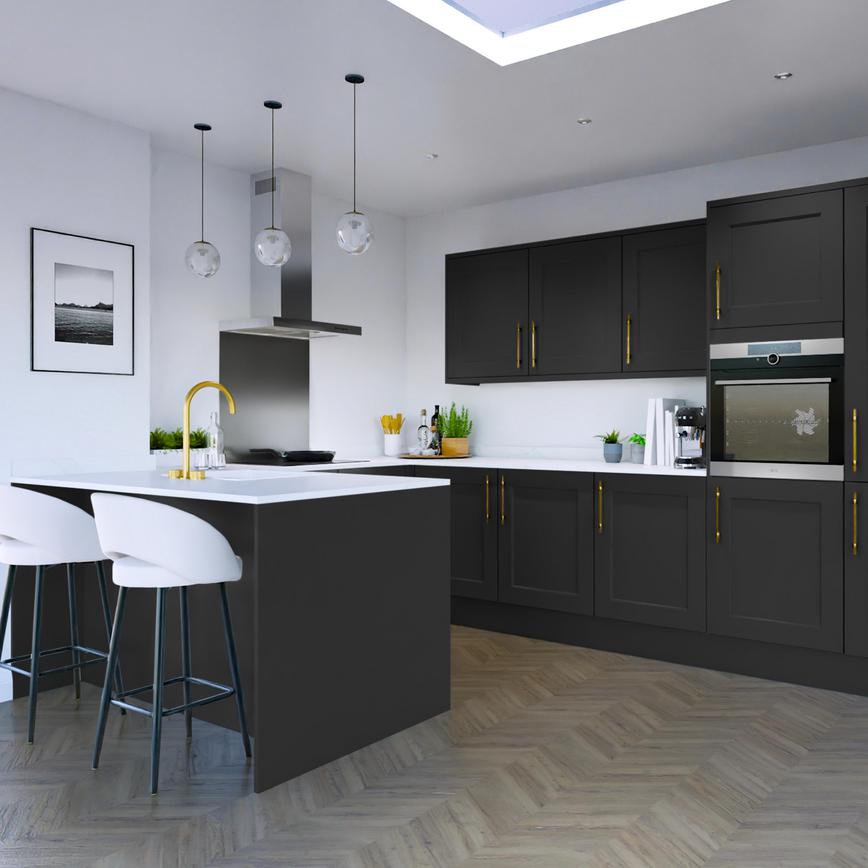 Elmbridge Paint To Order Charcoal EKES Peninsula Kitchen Set